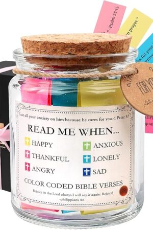 Bible Verses Jar,Christian Birthday Gifts for Women,Mom,Sister,Wife,Nana,Aunt,Grandma & Best Friend,Girls,Inspirational religious gifts for women,Personalized Graduation Gift for Her,Bible Accessories