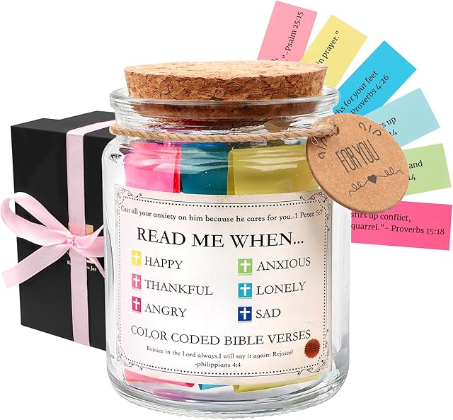 Bible Verses Jar,Christian Birthday Gifts for Women,Mom,Sister,Wife,Nana,Aunt,Grandma & Best Friend,Girls,Inspirational religious gifts for women,Personalized Graduation Gift for Her,Bible Accessories