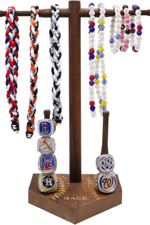 Wooden Baseball or Softball Drip Necklace Organizer Holder, Championship Ring Display Holder, Softball Ring Holder, Sports Ring Holder, Drip Necklace Championship Ring Holder Baseball Display Gift