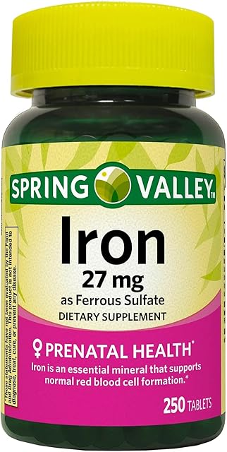 Convergence Spring Valley Iron as Ferrous Sulfate Tablets Dietary Supplement, 27 mg, 250 CountNo preservatives, Artificial Dyes or sweeteners