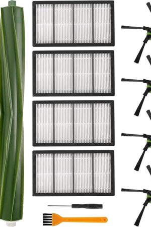 BlueStars Replacement Accessories Parts Kit For iRobot Roomba s9 9150 s9+ s9 Plus 9550 Series Robot Vacuum Cleaner | 2 Multi-Surface Rubber Brushes 4 Filters 4 Side Brushes - Extra Cleaning Tool