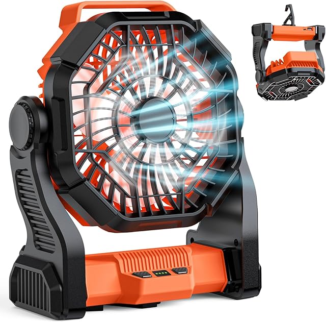 Camping Fan 10-Inch Battery Operated Fan Table Fan