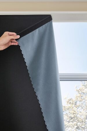Autohesion Curtains for Windows,Bedroom Blackout Curtains for - Thermal Lnsulated No Drill Curtains Room Darkening Black Small Drapes, (1 Panels,35Wx48L inch-Black)