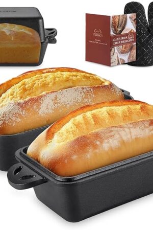 Cast Iron Loaf Pan with Lid 9x5 Inch - Bread Baking Pans for Homemade Bread, 2 Piece Set
