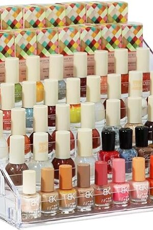 Clear Acrylic Display Rack Nail Polish Organizer 7 Layers 84 Bottles