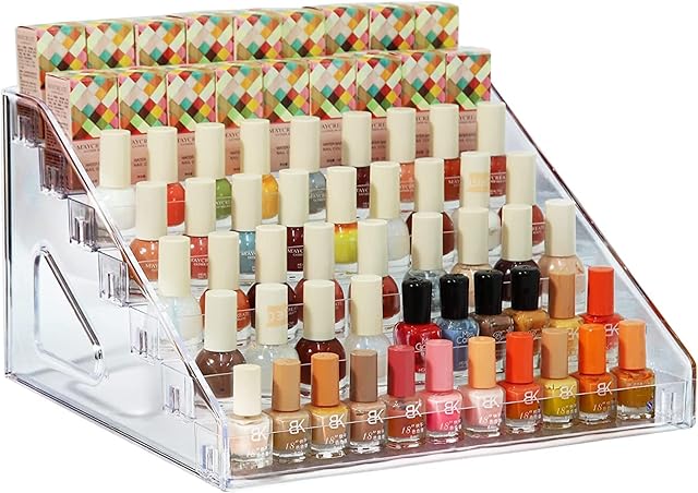 Clear Acrylic Display Rack Nail Polish Organizer 7 Layers 84 Bottles