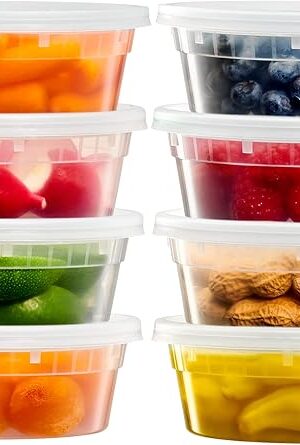[24 Sets] 8 oz. Deli Food Storage Freezer Containers With Leak-proof Lids
