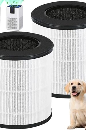 B-D02U Filter Replacement, Compatible with VEWIOR B-D02U Air Purifier and MOO-KA B-D02L and KOIOS B-D02L Air Purifier, 3-in-1 H13 True HEPA Filter and Activated Carbon Filter, 2Pack