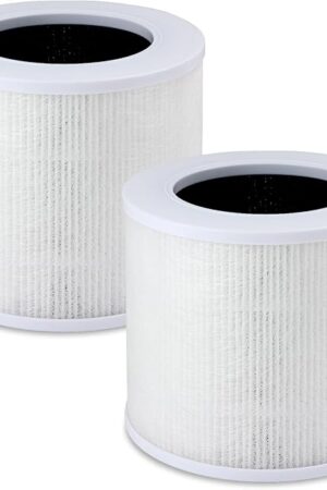 2 Pack Core Mini Replacement Filter Compatible with LEVOIT Core Mini Air Purifier, 3-in-1 HEPA Filters High-Efficiency Activated Carbon Replace Part Mini-RF Mini-P (White)