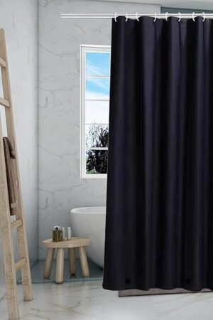 Black Shower Curtain Liner, 4G PEVA Shower Liner, Plastic Waterproof Shower Curtains, 72x72 inch with Grommet Holes 3 Magnetic Weights(Black)