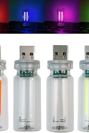 4PCS Dimmable USB Touch Control Led Night Lights, Glass Plug in USB Light Bulbs, Cute Interior Car Lights, Retro Led Ambient Lighting, Small Mood Lamp for Bedroom, Hallway, Nursery, Camping