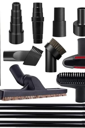 14 PCS Universal Vacuum Attachments & Brushes Kit for Shop Vac Accessories & Household Cleaning, Includes 4 Vacuum Hose Adapters, 3 Vacuum Extension Wands & Flexible Crevice Tool