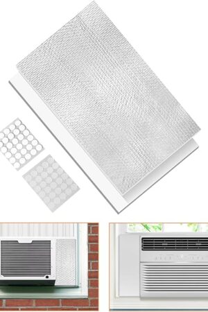 Window Air Conditioner Insulated Foam Panels, Winter Surround Insulation Side Panel with Top Seal Strip for Window AC Unit Indoor