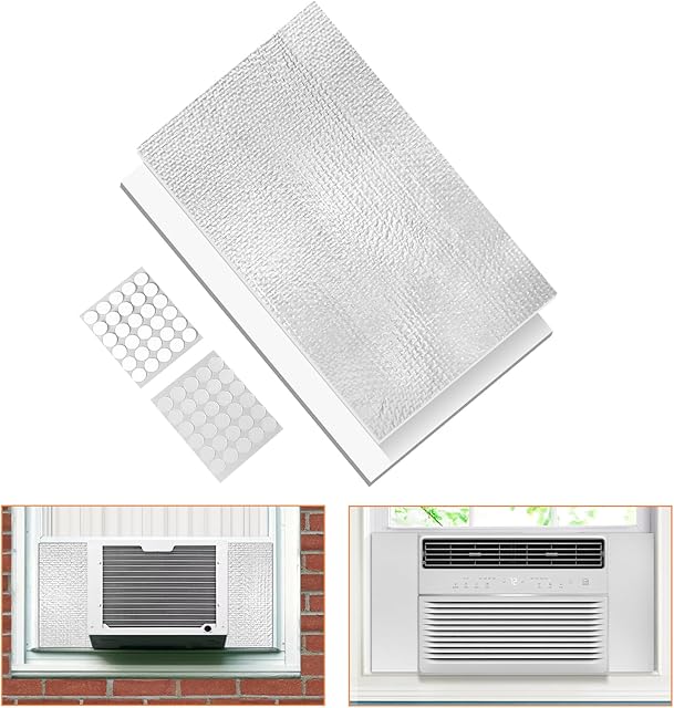 Window Air Conditioner Insulated Foam Panels, Winter Surround Insulation Side Panel with Top Seal Strip for Window AC Unit Indoor