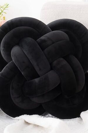 Xiashrk Knot Pillow, Decorative Throw Pillows with Soft Plush for Couch, 12" Knotted Pillows Black Dorm Room Decor Knot Pillow Ball Decorative Cushion for Bed Living Room