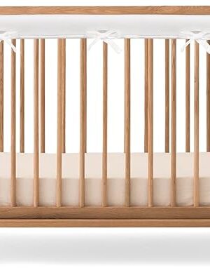 CHIPCHIP Baby Crib Rail Covers for Teething (3-Pack) – Breathable Dual-Layer Mesh Teething Guard with Storage Pocket, Fits Standard Full-Size Cribs (3pcs (01 Long Panel + 02 Short Panels))