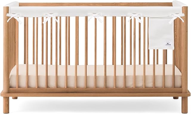 CHIPCHIP Baby Crib Rail Covers for Teething (3-Pack) – Breathable Dual-Layer Mesh Teething Guard with Storage Pocket, Fits Standard Full-Size Cribs (3pcs (01 Long Panel + 02 Short Panels))