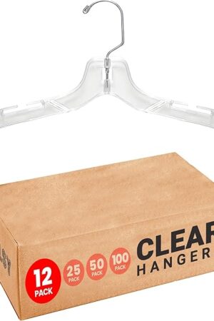 DEILSY™ Clear Plastic Hangers 12 Pack Durable Clothes Hanger for Wardrobe Organization, Essential Plastic Hanger for Garments, Versatile Coat Hangers for Home and Retail Use