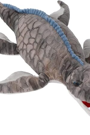 Dinosaur Plush Toy, Mosasaurus Stuffed Animal Throw Plushie Pillow Doll, Soft Grey Fluffy Friend Hugging Cushion - Present for Every Age & Occasion