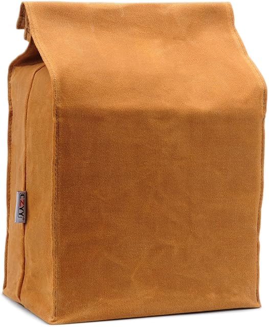 Waxed Canvas Lunch Bags Brown Paper Bag Styled - Classic Updated - Reusable and Washable, Worthbuy Lunch Box for Men & Women