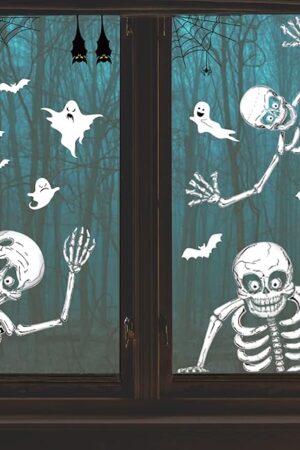 140PCS Halloween Window Clings Decor for Halloween Decorations, Double Side Window Stickers Removable Glass Decals for Party Decorations Indoor