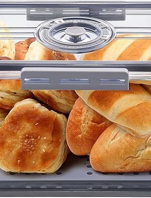 Bread Box for Homemade Bread Boxes for Kitchen Counter Airtight, Time Recording Bread Storage Container with Lid, Bread Containers Storage Airtight Loaf Bread Keeper, Grey