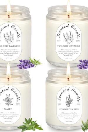 4 Pack Candles for Home Scented, Lavender Candles, 28 oz 200 Hour Long Lasting Aromatherapy Candle Set, Candle Gift Set for Women, Perfect for Birthday Gifts