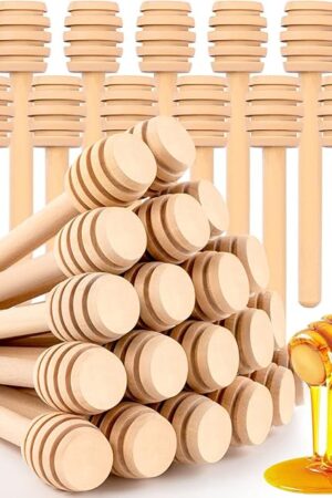 25Pcs Honey Dipper Sticks - Wooden Honey Dipper, 3 Inch Mini Honeycomb Stick, Honey Stirrer Stick for Honey Jar Dispense Drizzle Honey and Wedding Party Present