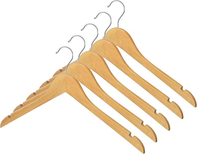 Whitmor Natural Wood Dress or Shirt Hangers (Set of 5)