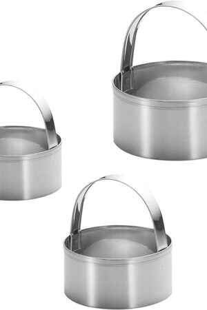 3 Pieces Round Biscuit Cutter with Handle - Stainless Steel Round Circle Doughnut Cutter Baking Molds Assorted Size