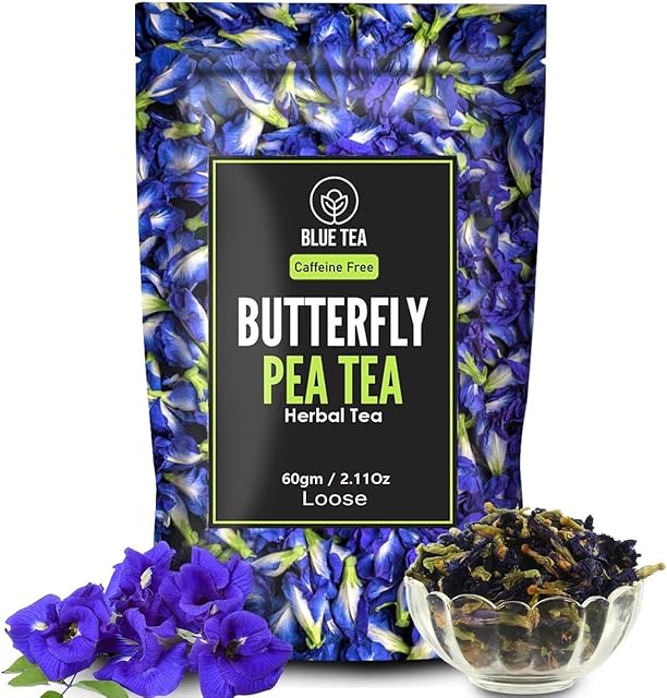 BLUE TEA Butterfly Pea Flower Herbal Tea, 2.11 Oz (120+ Cups) | Caffeine Free | Antioxidant Rich | Non Bitter | Chemical Free | No Preservatives | Non-GMO | Zipper Pack