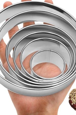 6 Pcs Stainless Steel Round Cookie Cutter Set (2, 3, 3.5, 4, 5, 6 Inch),Multi-Size Circle Cutters for Baking Biscuits, Donuts, Sandwiches & Flan,Durable Metal Biscuit Cutters for Kitchen Pastry Crafts