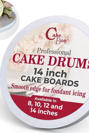 Cakebon Cake Boards - Sturdy 1/2 Thick Drums - 14 Inch Professional Smooth Straight Edges White 1-Pack