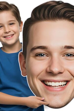 Custom Big Head Cutout 20 to 48 inch, Giant Head Cardboard Customize, Personalized Fun Face Signs, Life Size Cardboard Contour Cuts, Upload Your Photo, 1 Piece, 5 Size
