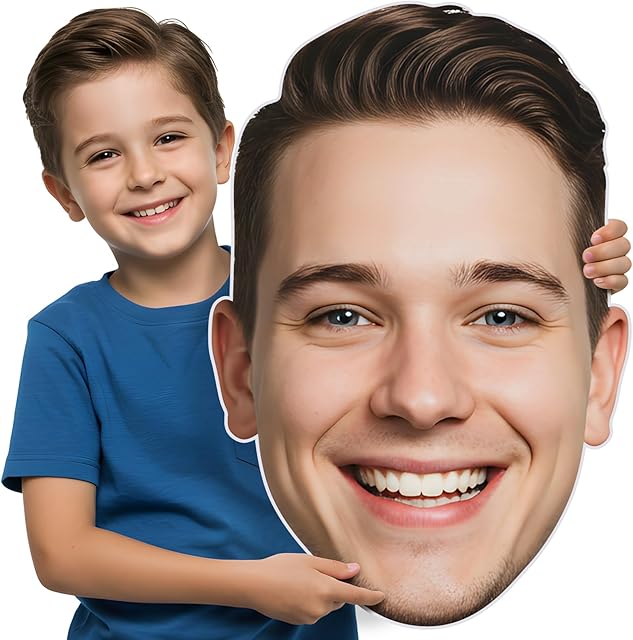 Custom Big Head Cutout 20 to 48 inch, Giant Head Cardboard Customize, Personalized Fun Face Signs, Life Size Cardboard Contour Cuts, Upload Your Photo, 1 Piece, 5 Size