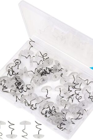 Bedskirt Pins,Spiral Push Pins,Clear Heads Twist Pins,50pcs(0.75inch) Upholstery Tacks, Headliner Pins for Slipcovers and Bed Skirts (50PCS)