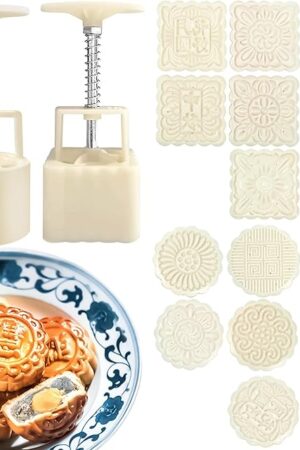 Chinese Traditional Mid-Autumn Mooncake Mold，Biscuit Stamping Machine，18 pcs 100g/125g Different Round And Square Flower Pattern For 2 Sets.
