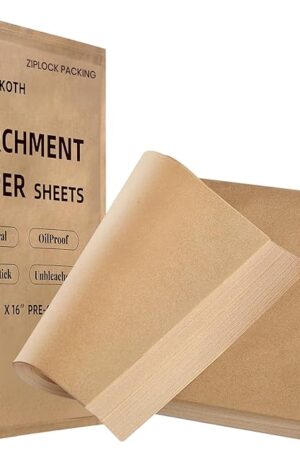 12x16 Inches Half Sheet Unbleached Parchment Paper Sheets, 66 Sq Ft Precut Parchment Paper for Baking, Cooking, Grilling, Air Fryer and Steaming, Fit for Half Sheet Pans