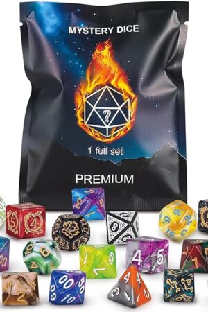The QMAY Polyhedral Dice - 8PCS Mystery Dice Set, Various Styles, Random D&D Dice Patterns & Dice Bag, DND Gifts, Suitable for Dungeons and Dragons, RPG, MTG,Role Playing Table Game