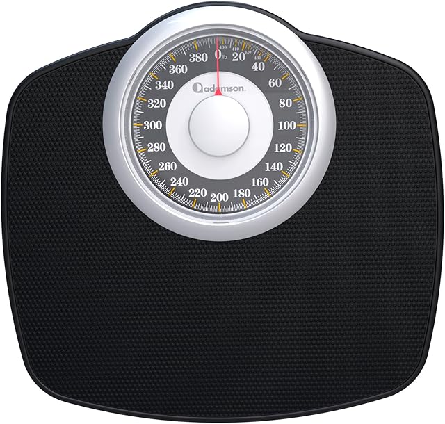 Adamson A25 Scales for Body Weight - Up to 400 LB - 5.3" Dial on 12.4" x 10.2" Platform - Anti-Skid Rubber Surface - High Precision Bathroom Scale Analog - Durable with 20-Year Assurance - Gold
