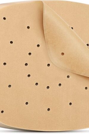 Beasea Perforated Parchment Paper, 200pcs 7 Inch Air Fryer Unbleached Filter Paper Square Disposable Bamboo Steamer Basket Papers