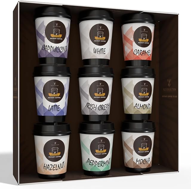 Coffee Gifts - Instant Coffee Gift Set For Men, 9 Flavoured, Coffee Lover Gifts |Coffee Gifts For Women, Men |Coffee Sampler Gift Set |Coffee Hamper Gifts |Gifts For Men & Women