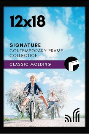 Americanflat 12x18 Poster Frame with Shatter-Resistant Glass - Signature Collection - Gallery-Style Frames Made of Engineered Wood - Photo Frame for Wall Display - Black