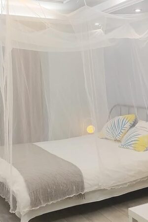 Aventik EDSRDLUZ 400 Fine Meshes Luxury Mosquito Large Square Net for Single to King-Sized Beds, 2 Side Openings & 8 Hanging Loops Decorative Rectangular Shape for Home & Travel