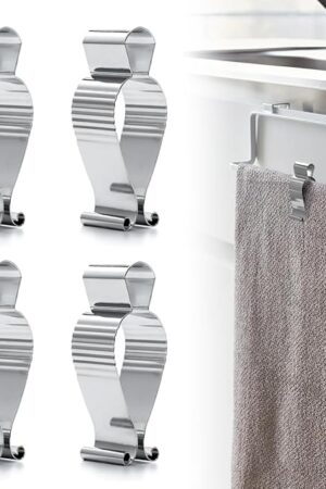 Aieve 4 Pcs Stainless Steel Towel Clips,Hand Towel Clips for Kitchen or Bathroom, Towel Holder Clips for Towel Rack,Oven Handle, Dishwasher, Stove