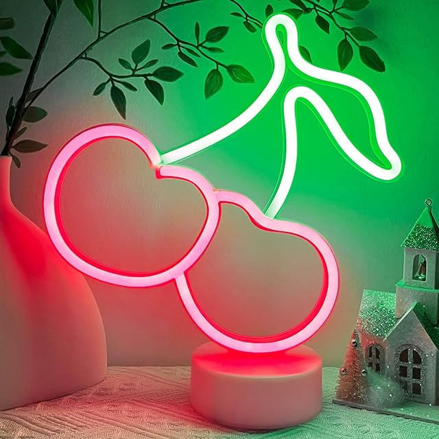 Cherry Neon Sign LED Lamp Green Red