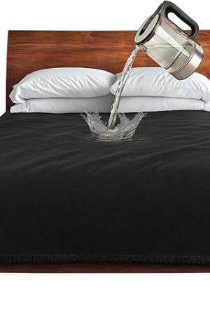 Catalonia Waterproof Blanket for Bed, Washable Leakproof Protector Cover, Reversible Throw Blanket for Couch Sofa, Stain Proof Blanket Pad, 50X60 inches, Black