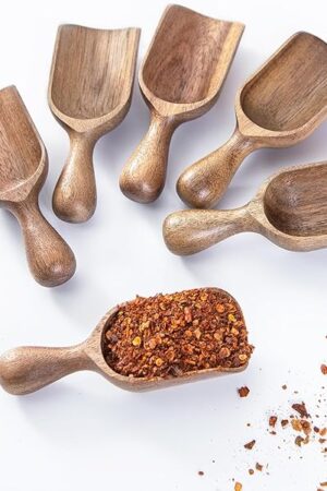 Wooden Scoops for Canisters 6PCS Acacia Wooden Scoop for Jars Mini Measuring Spoons for Ground Coffee Scoops Wood Scoop for Seasoning Bath Salt Laundry Detergent Shovel Measuring-Multipurpose