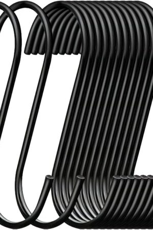 30 Pack Heavy Duty S Hooks Black Steel S Shaped Hooks for Hanging Jeans Pans Pots Plants Bags Towels Kitchen Closet Hooks Hanger, Large 3.5 inch