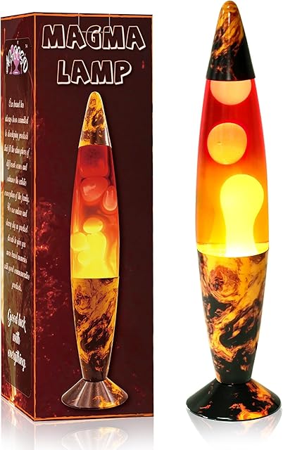 16 Inch Volcano Rocket Magma Lamp Yellow Liquid with 2 Light Bulbs